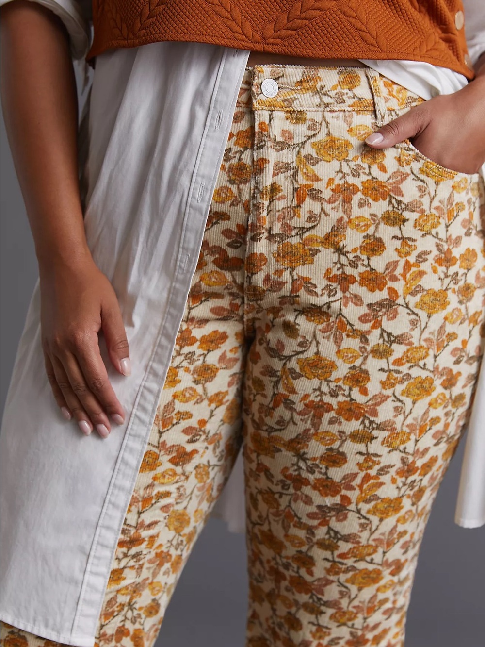 Pilcro The Icon Floral Corduroy Flare Pants Size 32 NWT Anthropologie $140 - Picture 12 of 15